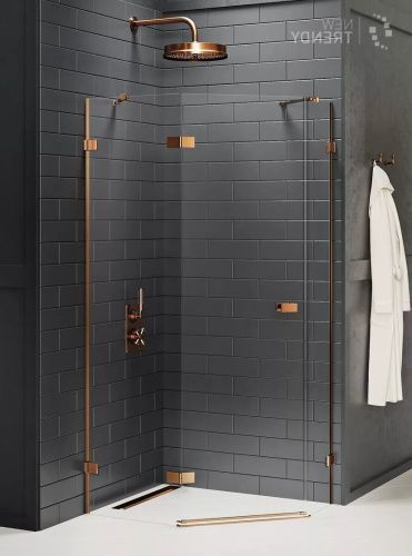 Душевой уголок New Trendy AVEXA Copper brushed EXK-3827 100х80 стекло прозрачное профиль медь без поддона