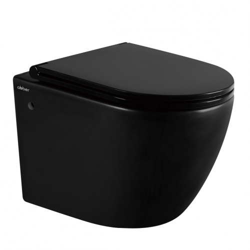 Унитаз подвесной Abber Bequem AC1103MB черный матовый с сиденьем микролифт безободковый каскадный смыв