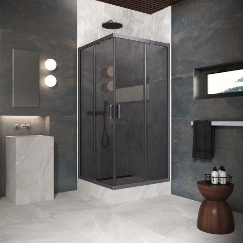 Душевой уголок Vegas-Glass ZA Protec ZA Protec 110 06 07 110х110 стекло тонированное профиль вороненая сталь без поддона