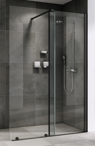 Душевая перегородка Abber Komfort AG09120B 120х200 стекло прозрачное профиль черный