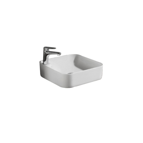 Раковина из сантехнического фарфора Bravat C22238W-1-ENG 43х43 накладная цвет белый