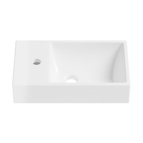 Раковина из сантехнического фарфора Wellsee WC Area 151804000 45х26 накладная цвет белый глянцевый 1 отверстие под смеситель