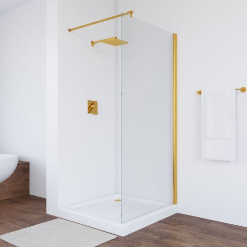Душевая перегородка Vegas-Glass EAF TUR+NOVO EAF TUR NOVO 106 09 crystalvision 105х200 стекло прозрачное профиль золото