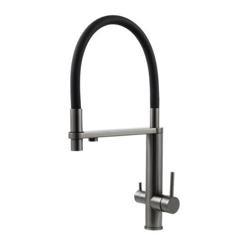 Смеситель для кухни Knotlor Infinity SS-15/GM на мойку вороненая сталь