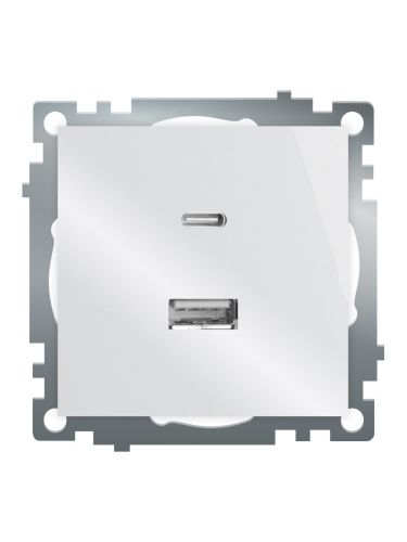 Розетка 2-местная USB + type C Stekker Катрин 50051