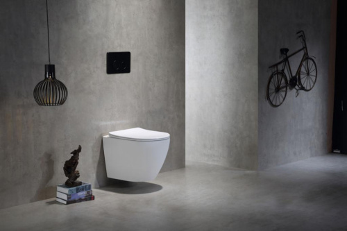 Унитаз подвесной CeramaLux TR2196 белый глянцевый с сиденьем микролифт смыв торнадо