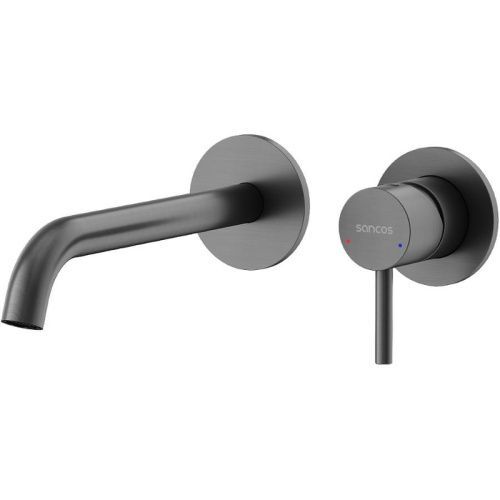 Смеситель для раковины Sancos Etna SC9004GG встраиваемый в стену вороненая сталь