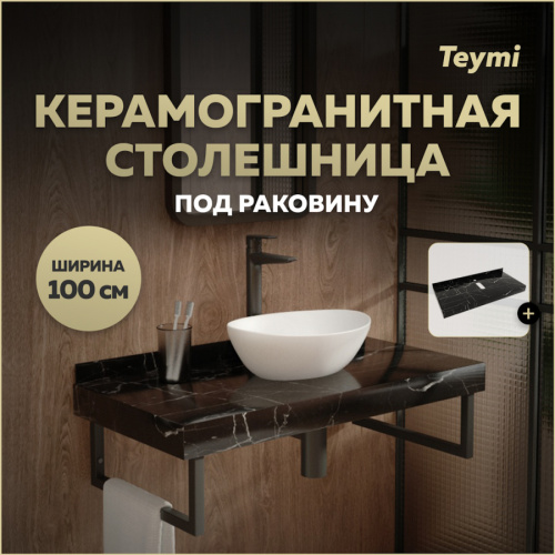 Столешница Teymi Helmi T150310 100х50 подвесная цвет черный