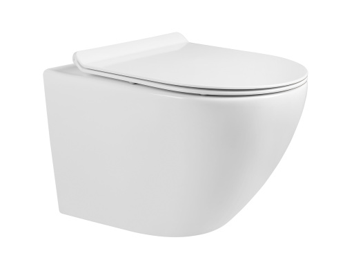 Унитаз подвесной MILLEAU 203 ALBY 203 белый глянцевый с сиденьем микролифт безободковый смыв воронка-водоворот