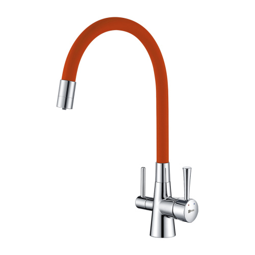 Смеситель для кухни LeMark Comfort LM3075C-Orange на мойку хром/оранжевый