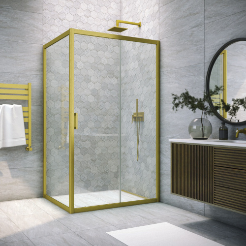 Душевой уголок Vegas-Glass ZP+ZPV TUR+NOVO ZP+ZPV NOVO h2000 180*95 03 crystalvision 180х95 стекло прозрачное профиль золото матовое без поддона