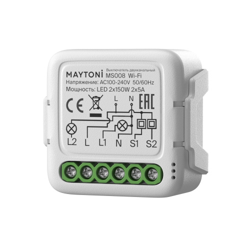 Wi-Fi выключатель двухканальный 300Вт Maytoni Lighting control MS008