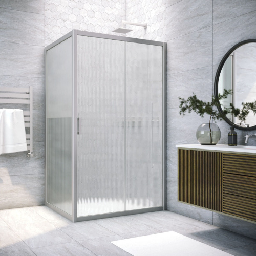 Душевой уголок Vegas-Glass ZP+ZPV TUR+NOVO ZP+ZPV NOVO h2000 180*95 07 Moru 180х95 стекло рифленое профиль хром матовый без поддона
