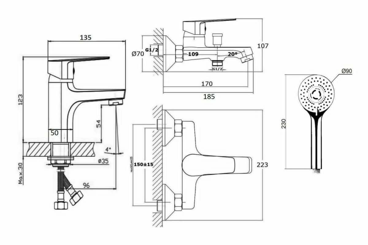 Душевой гарнитур Orange Loop M26-311b настенный черный
