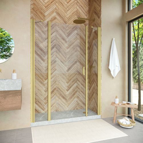 Душевая дверь Vegas-Glass EP-2F NOVO EP-2F NOVO 210 03 01 L 210х190 стекло прозрачное профиль золото