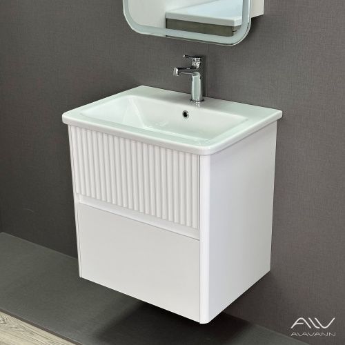 Тумба с раковиной Alavann Wave ALV1110000 60х46х62 подвесная цвет белый