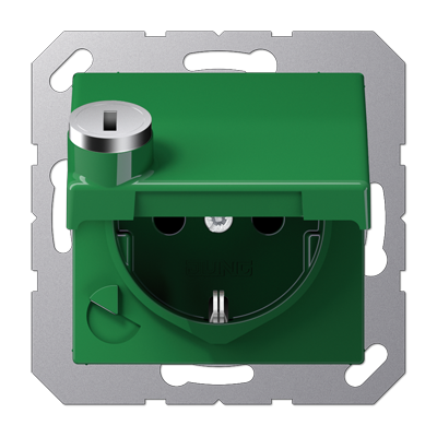 Розетка с крышкой и замком Jung Serie AS (Серие АС) AS1520BFKLSLGN
