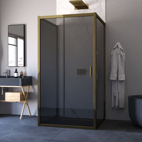 Душевой уголок Vegas-Glass ZP-U TUR+NOVO ZP-U TUR NOVO 100*100 05 07 100х100 стекло тонированное профиль бронза без поддона