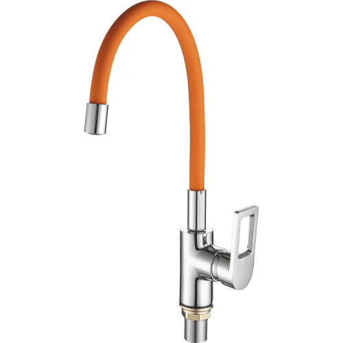 Смеситель для кухни Fashun A4253+B02 на мойку хром/оранжевый