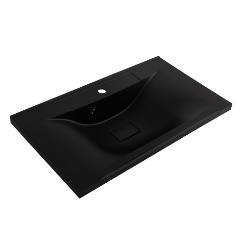 Раковина из искусственного камня BelBagno BB800/450-LV-ART-PR-NERO 80х45 накладная цвет черный матовый