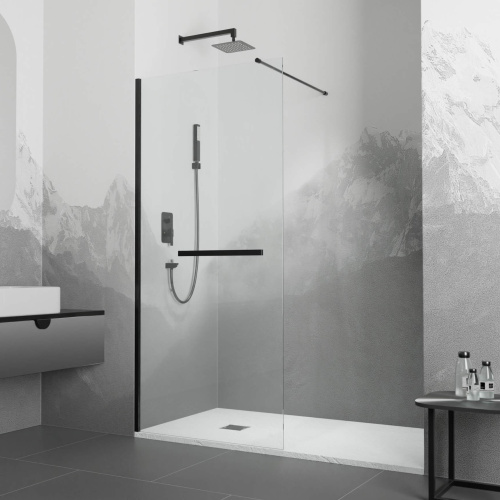 Душевая перегородка RGW Walk In 35104012-14 120х195 стекло прозрачное профиль черный Душевая перегородка RGW Walk In 35104012-14 120х195 стекло прозрачное профиль черный