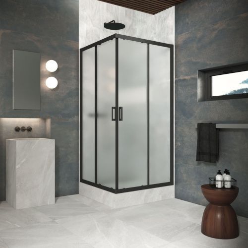 Душевой уголок Vegas-Glass ZA Protec ZA Protec 120 02М 10 120х120 стекло матовое профиль черный без поддона