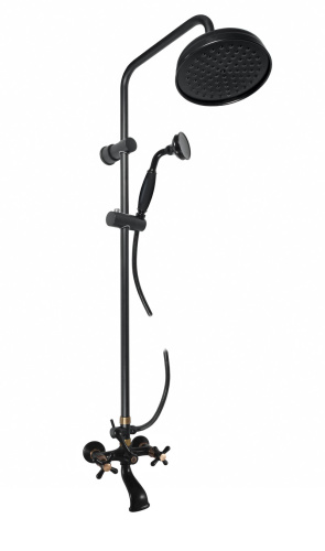 Смеситель для ванны и душа MORAVA RETRO MK159.5/3CMATSM настенный черный матовый