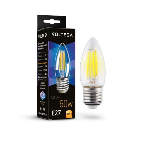 Лампочка светодиодная Voltega Candle matt 6W 7208