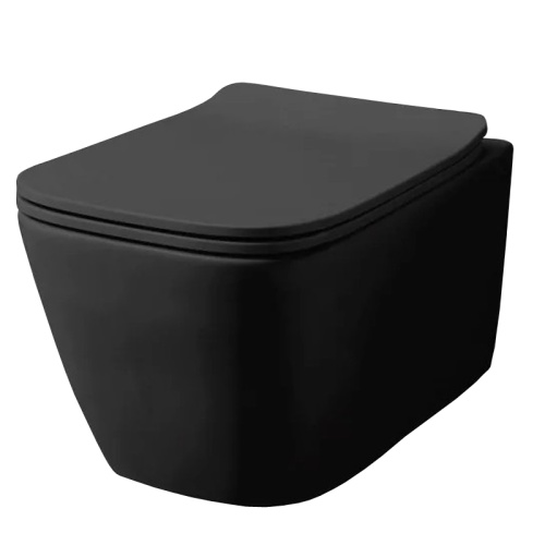 Чаша унитаза подвесная Azario Boca AZ-2002-MB цвет черный матовый без сиденья безободковая каскадный смыв