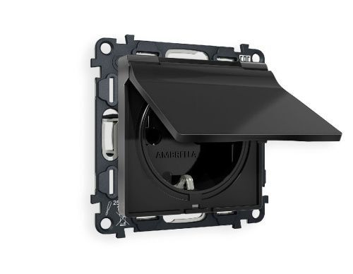 Комплект механизма розетки с/з со шторками и крышкой Ambrella Volt Alfa (Алфа) MA808010