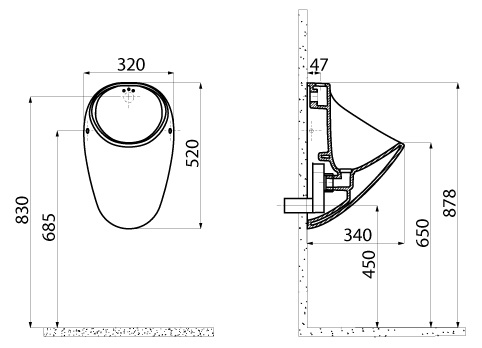 Писсуар Creavit TP635-00CB00E-0000 подвесной белый - фото 2
