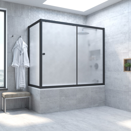 Душевая шторка на ванну Vegas-Glass ZV+ZVF TUR+NOVO ZV+ZVF NOVO 160*70 02М 10 160х140 стекло матовое профиль черный матовый