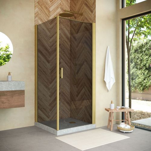 Душевой уголок Vegas-Glass EP-Fis NOVO EP-FIS NOVO h2000 90*80 03 07 R 90х80 стекло тонированное профиль золото без поддона