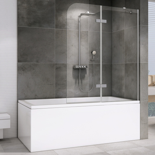 Душевая шторка на ванну Abber Ewiges Wasser AG51120 120х140 стекло прозрачное профиль хром глянцевый