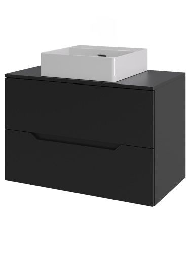Тумба с раковиной Orange Line Li-70TubMDF+B04-405W 70х46х69 подвесная цвет черный матовый