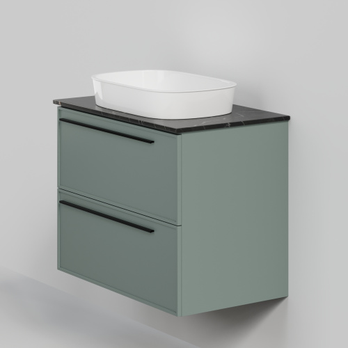 Тумба со столешницей La Fenice ELBA TWIN NFNC-01-ELB-G-80-2-3-GB 80х62х49 подвесная цвет серый/зелёный