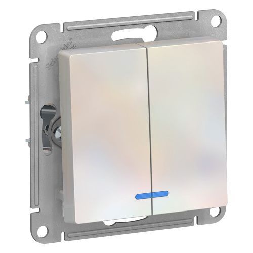 Выключатель 2-клавишный с подсветкой Systeme Electric AtlasDesign (АтласДесигн) ATN000453