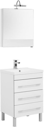 Комплект мебели: тумба с раковиной + зеркало-шкаф Aquanet Верона 00287656 58х48х154,5 напольный
