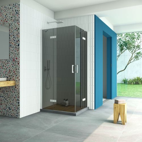 Душевой уголок Vegas-Glass AFA-F Retta AFA-F Retta 90*80 01 07 L 90х80 стекло тонированное профиль белый без поддона