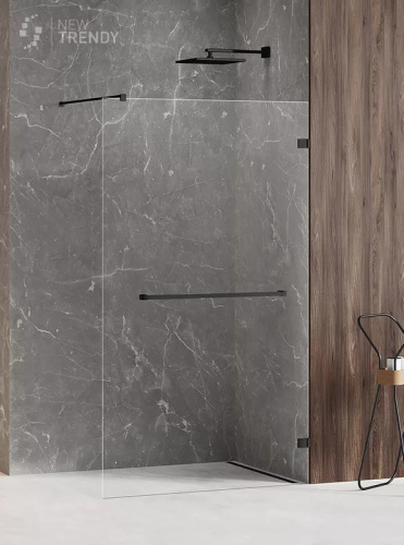 Душевая перегородка New Trendy AVEXA Black EXK-2686 160х200 стекло прозрачное профиль черный