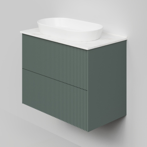 Тумба со столешницей La Fenice TERRA TWIN NFNC-01-TER-G-80-2-3-GG 81х62х47 подвесная цвет серый/зелёный