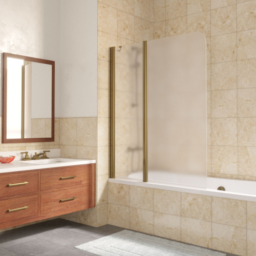 Душевая шторка на ванну Vegas-Glass E2V LUX ST E2V LUX ST 125 5 10 L 125х151 стекло матовое профиль бронза