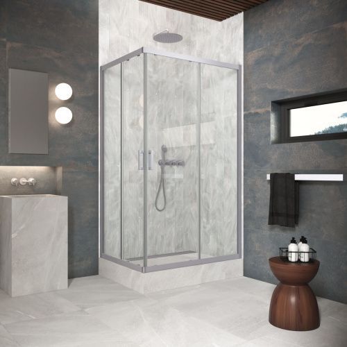 Душевой уголок Vegas-Glass ZA-F Protec ZA-F Protec 100*85 07 crystalvision 100х85 стекло прозрачное профиль хром матовый без поддона