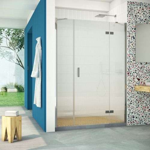 Душевая дверь Vegas-Glass AFP-F Retta AFP-F Retta 130 08 Moru R 130х200 стекло рифленое профиль хром