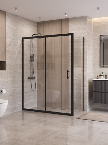 Душевой уголок BelBagno UNO-195 UNO-195-AH-1-140/80-C-NERO 140х80 стекло прозрачное профиль черный без поддона