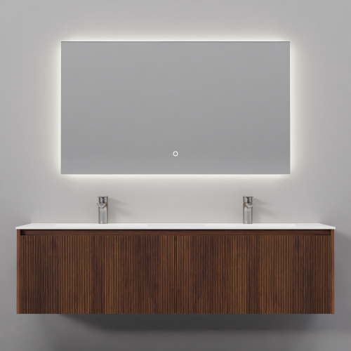 Тумба с раковиной зеркалом и смесителем ArtDecco Camilla (Камилла) ACM15W22D2MF 150x45x40 подвесная цвет черный орех