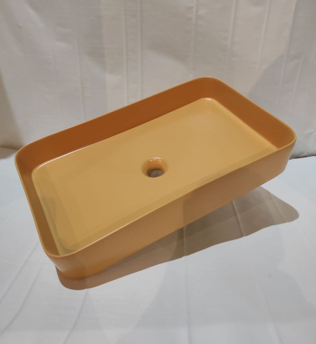 Раковина керамическая White Ceramic Blade W0517SETOC/Blade 65х40 накладная цвет оранжевый матовый без отверстий под смеситель