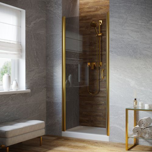 Душевая дверь Vegas-Glass EP LUX EP LUX 85 9 7 L 85х200 стекло тонированное профиль золото глянцевое