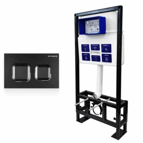 Инсталляция Bettoserb Sava Free Standing SFS40006471 с клавишей смыва SMART черный матовый квадр.
