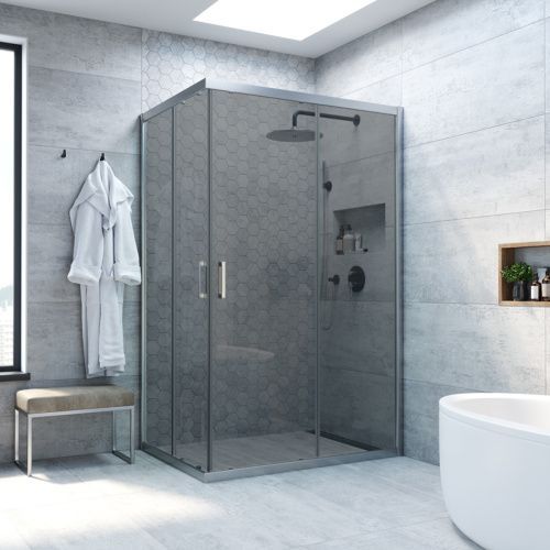 Душевой уголок Vegas-Glass ZA-F TUR+NOVO ZA-F NOVO h2000 80*70 07 07 80х70 стекло тонированное профиль хром без поддона